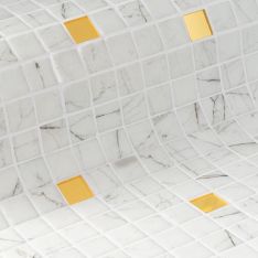 Mosaik - Gold Carrara - Hvid